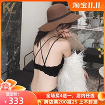 Summer ultra-thin underwear women without steel ring sexy lace bra small chest gathered thin non-trace back bra set