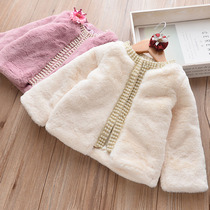 Girls foreign fur jacket short winter 1 baby girl princess sweater thickened cotton 3 children warm coat