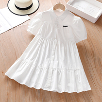 Girls College Wind Liandress Summer dress White children Womens 2022 new shirts Skirt Ocean Princess summer dresses