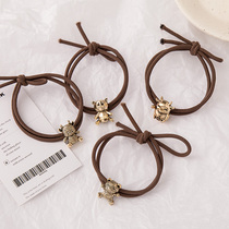 The year of the lucky cattle retro metal bear hair rope female Japanese and Korean cartoon Hairband tie hair Ins head rope