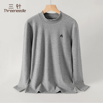 Three Needle Mens Thermal Underwear Top Single Cotton Thick Fashier Fashion Mid-collar Embroidery base shirt Autumn and Winter