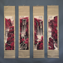 Retro antique Chinese painting old silk cloth framed quadruple murals hand-painted calligraphy and paintings have been framed Li Ke