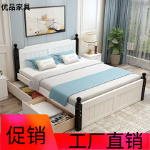 White bed Modern minimalist 1 8-meter European double bed Master bedroom King bed Economy small apartment 1 2-meter bed