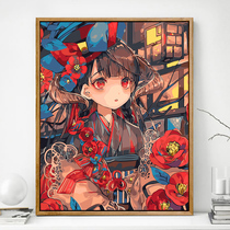 Digital oil painting diy hand painted oil color painting National tide animation character color filling living room decoration painting cute girl