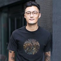 Tide brand Hong Kong style Yu Wenle short-sleeved t-shirt mens summer half-sleeved round neck English alphabet printing loose large size ins