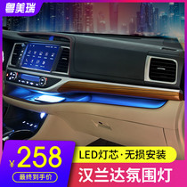 Suitable for 15-21 Toyota Highlander atmosphere light original car interior modification center control Peach wood atmosphere accessories