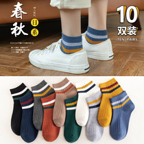Socks Womens middle cylinder Sox autumn Winter cute Japanese boat Sox All cotton sports Winter Shallow Mouth and Short Sox Women 