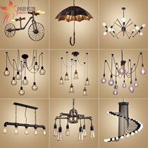 loft retro industrial wind spider lamp restaurant clothing shop barber shop day girl scattered flower lifting bird cage multi head chandelier