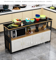 Tempered glass reinforced kitchen shelve containing microwave oven Oven Locker multifunction operating table free of punch