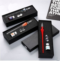 Starry glass pen dip pen creative crystal pen gift stationery glass pen three-piece set new 087