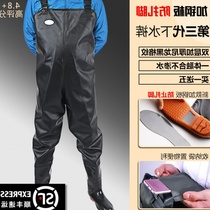 Water pants half body waterproof clothes rain pants catch fish conjoined body thick water shoes leather pants reservoir male super light