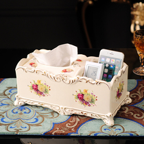 European-style living room ceramic storage tissue box Multifunctional napkin paper box Living room remote control storage box paper pumping box