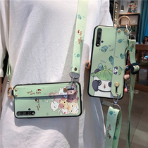 Huawei mate20 mobile phone shell female mate20pro Panda wristband Glory 9x crossbody lanyard can back glory 20 pro tide female models glory 8x Silicone all-wrapped edge drop creative card