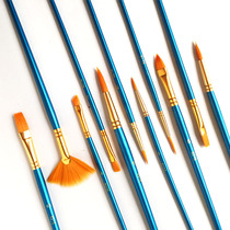 Watercolor pen set Fan Pen nylon hair 12 sets multi Pen peak combination oblique peak pen tip hook line pen children kindergarten hand drawn beginner adult round oil painting watercolor flat pen