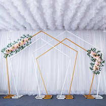 Wedding wrought iron arch 5-sided arch shelf outdoor wedding background decoration geometric diamond-shaped heterosexual arch