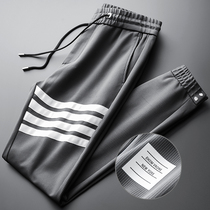 Light Extravagant High-end Autumn Winter Tide Card Casual Sports Pants Men with small feet Three tightness bars Pants Mens Pants Men