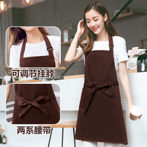 Apron Custom Printed Logo Korean Style Cooking Cotton Waist Household Kitchen Waterproof Oil-proof Workwear Men and Women