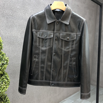 Tide card 2023 Spring-and-fall collar leather clothes male trend to be handsome and gas locomotive clothes Han version leather jacket casual leather jacket