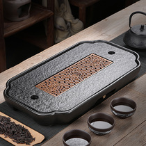 Kung Fu tea set dry bubble tray water storage double use ceramic tea table Wujin Stone tea tray home Japanese simple small tea Sea