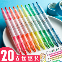 Double head two colors fluorescent pen color pen note pen student with note note colored pen set of drawing focus mark pen light color Department to make notes special coarse draw focus silver light color firefly light