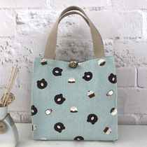 Cute canvas bag Japanese style with rice bag box lunch bag lunch bag Hand bag office worker small rice pocket