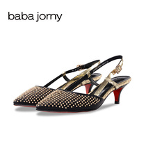  Baba Jiao Ni spring and summer new all-match pointed rivets womens single buckle high-heeled sandals