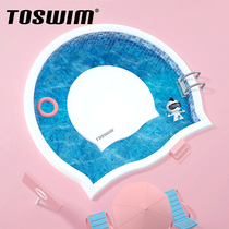 TOSWIM professional silicone swimming cap Womens long hair waterproof non-le head large swimming cap mens childrens goggles set
