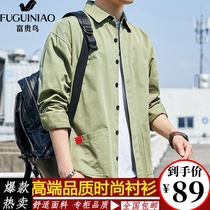 Mens clothing(autumn explosion)Mens fashion tooling shirt Cotton long-sleeved jacket Cabez shirt