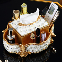 European-style luxury living room coffee table household tissue box multi-function remote control storage American creative paper box decoration