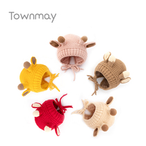 Tong Mai baby hat autumn and winter baby cute super cute boy girl plus velvet wool knitted childrens ear cap