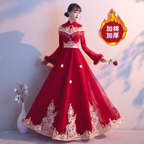 Toast service wine red 2021 New slim bride evening dress female Xiuhe clothing Chinese style cheongsam Chinese engagement