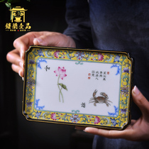 Jingdezhen ceramics Full hand-painted pastel wrapped branches tea pet decoration handmade porcelain plate ornaments Tea mat tea cup tea tray