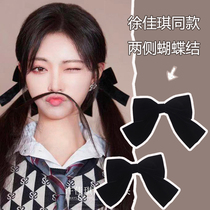 Xu Jiaqi same double-sided bow hairclip pure wind exquisite pair of clip double ponytail cute sweet girl hairpin headgear