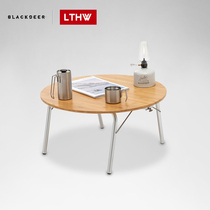 Black deer outdoor portable folding table world bamboo Round Table car camping field dining table barbecue table