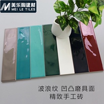 Wave pattern bright light tile 75x300 kitchen bathroom brick color bar restaurant wall brick long handmade brick