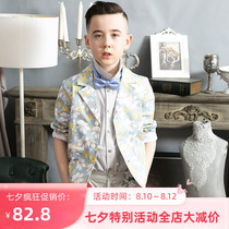 lavensey Le Wenxi childrens clothing 2021 new boys  top British lapel floral long-sleeved suit junior