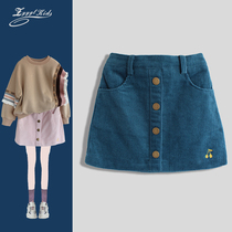 ZYYGL sister grid early autumn new girl skirt child foreign corduroy velvet thickened short skirt college