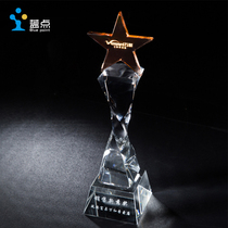 Crystal trophy custom custom reverse the world medal Five-pointed star star trophy Transparent games champion trophy