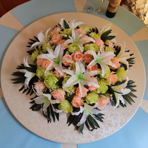 Simulation round table flower hotel turntable decorative flower big round table flower restaurant in the middle of the table flower plastic fake