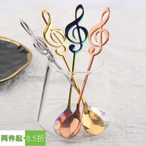 304 stainless steel creative small spoon shake Net red INS music symbol coffee spoon mixing spoon spoon water Cup spoon