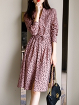 Broken Flowers One-piece Dress 2021 New High Waist Display Slim Heavy Work Press Pleats With Long Style Tether Collection Waist Shirt Dress