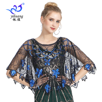 2020 new products 1920 European and American sequins shawl short small waver shoulder nail beads outside the ball ball Net gauze cardigan Cape Women
