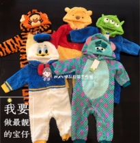 Export Japanese high quality baby baby coral fleece jacquard fabric cartoon shape climbing clothes spring and autumn one-piece clothes