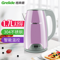 Gelade 304 stainless steel double-layer anti-scalding visual water temperature household large-capacity electric kettle