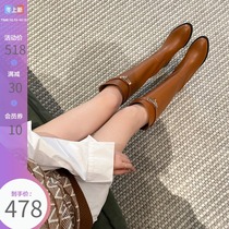 (Lv Xiaobu) but knee v-mouthed boots female spring and autumn 2021 New thick-legged Knight boots female boots female