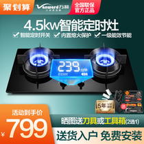 Wanhe T8-L560 timing fire gas stove embedded natural gas stove gas stove gas stove double stove liquefied gas household