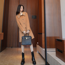 2021 new womens winter dress small senior sense Hepburn small fragrant wind lapel coat coat long