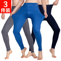 Middle-aged and elderly mens autumn pants Mens cotton loose fat plus size cotton leggings warm line pants autumn and winter