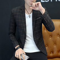 Fugui Bird Suit Jacket Male Autumn Winter Casual Korean Version New Plaid Small Western Suit Mens Thickened Dress Jacket