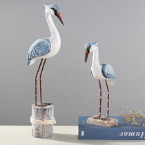 Creative Mediterranean Sea style solid wood seabird seagull living room entrance decoration Supermarket props decorative ornaments